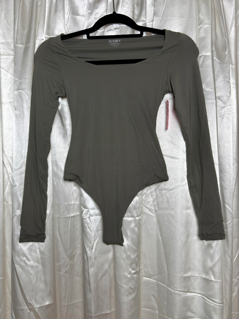 Pumiey Gray Long Sleeve Bodysuit